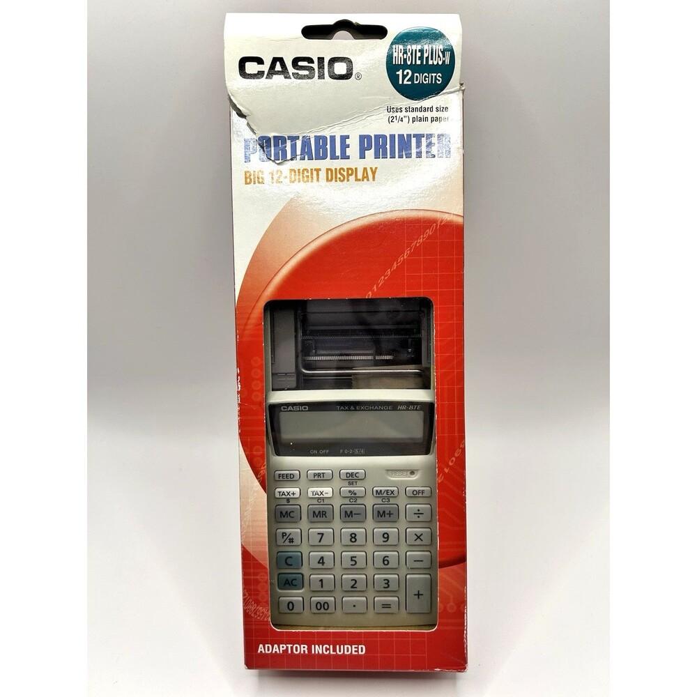 Casio HR-8TE Plus-W Portable Printer Calculator AD-A60024 *NO ADAPTER*